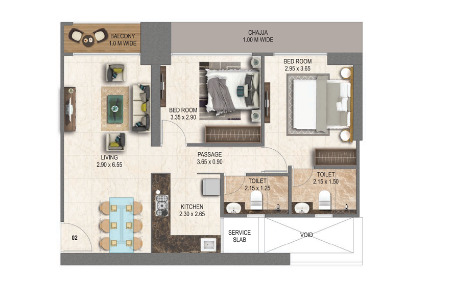 Ruparel Mumbai One Kandivali 2bhk Floor Plan