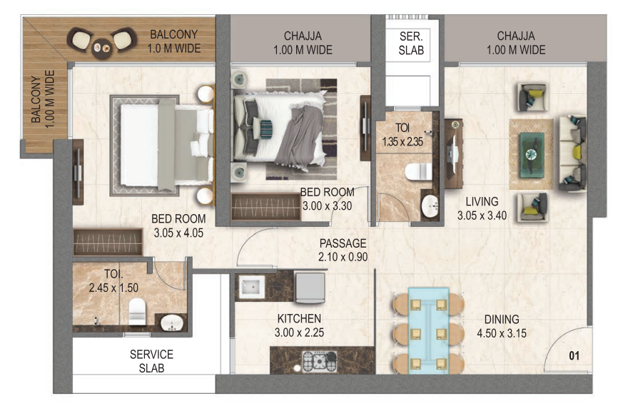 Ruparel Mumbai XL Kandivali West 2 BHK Plan